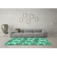 thumbnail image 3 of Ahgly Company Machine Washable Indoor Square Abstract Turquoise Blue Modern Area Rugs, 6' Square, 3 of 4
