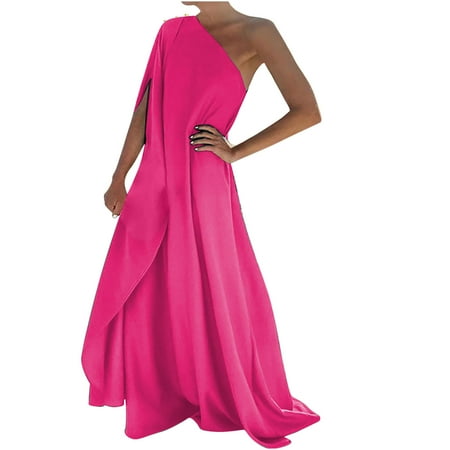 

Black Dresses for Women Womens Dresses Women s Elegant and Temperament Irregular Loose Dress Slant Shoulder Long Dress Savings Clearance Deals Maternity Dress for Photoshoot Girls Dresses Pink XL