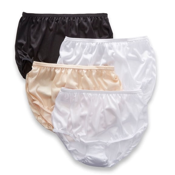 Women's Teri 331 Full Cut Nylon Brief Panty - 4 Pack (Basic Asst 11)