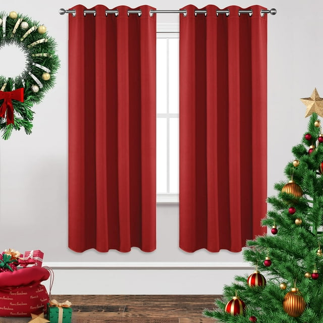 Joydeco Cortinas opacas de 71.7 in de largo, 2 paneles, juego de cortinas y cortinas largas con aislamiento térmico, 2 cortinas con ojales para oscurecer la habitación, para dormitorio, sala de estar,