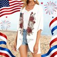 thumbnail image 5 of JULMCOMO 4th of July Lightweight Cardigans for Women Stars Stripes Half Sleeve Patriotic Kimono Cover Ups Summer Tops Deep Red S, 5 of 6