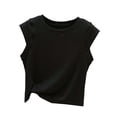thumbnail image 3 of BXSRUTA Women's Summer Tank Tops Short Sleeve Crewneck Solid Color Basic Shirts Soft Comfy Everyday Wear, 3 of 6