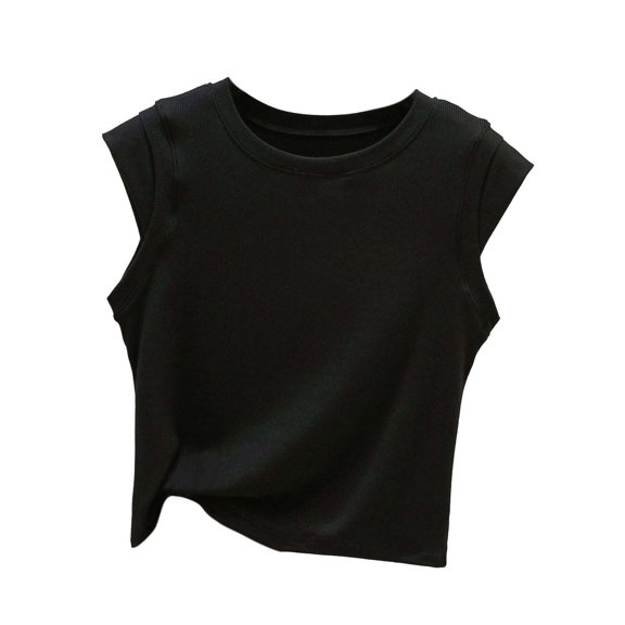 Womens Cropped Cap Sleeve Tank Tops Summer Casual Loose Fit Basic Tee Shirts Cap Sleeve Tops For Women