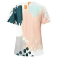thumbnail image 4 of Mujeres Causal Mangas Cortas Cómodo Encaje Cuello Redondo Estampado Blusa Pullover Tops Camisa OAVQHLG3B Store lin121212, 4 of 5