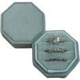 thumbnail image 3 of Velvet Treasures Engagement Ring Box - Vintage 3 Slot Octagon Jewelry Box for Wedding Ceremony, Display & Storage, Pale Blue, 3 of 4