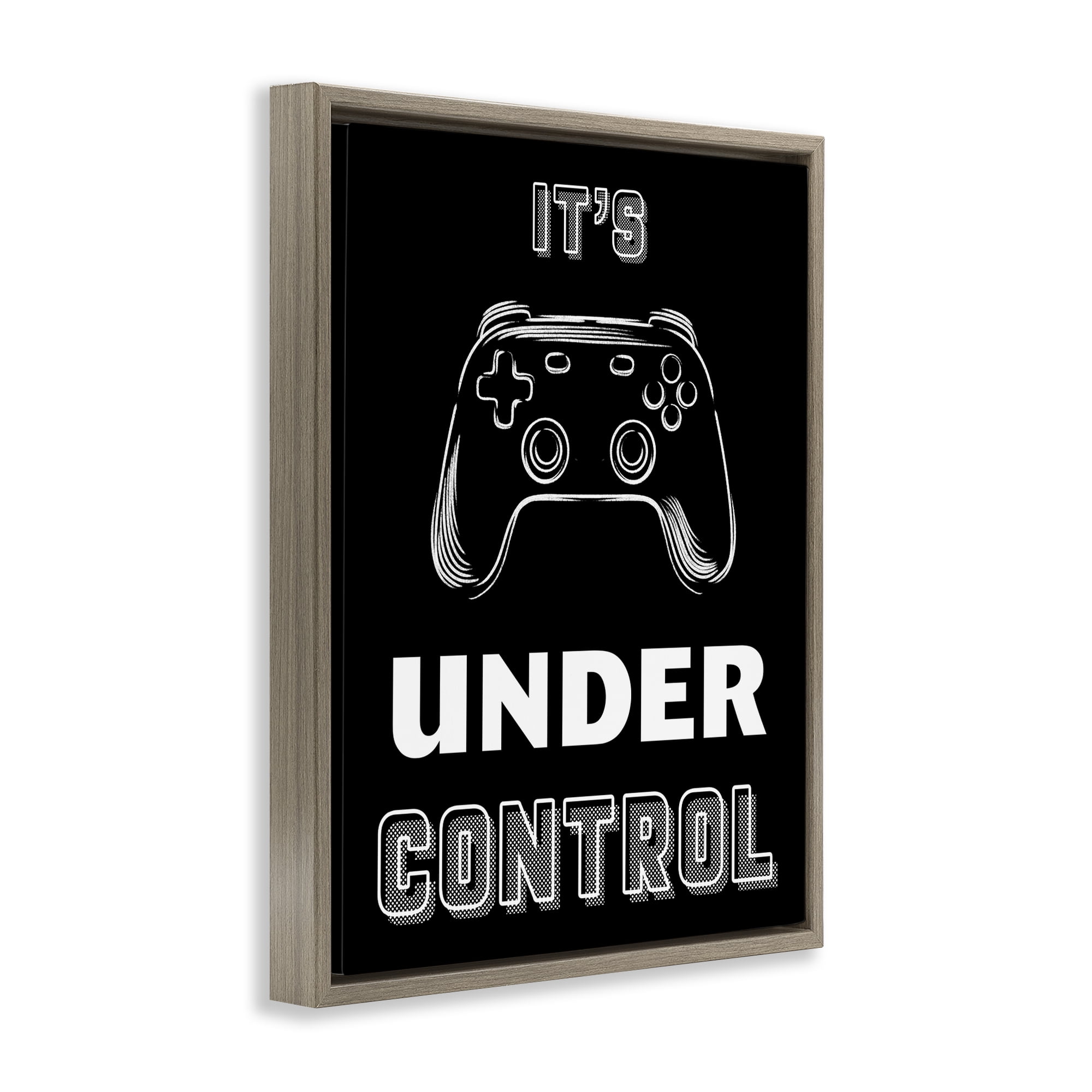 Stupell Industries Under Control Gamer Brown Framed Floater Canvas Wall Art, design by Marcus Prime