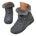 thumbnail image 3 of Gyexs Winter Boots for Women Snow: Furry Lined Warm Ankle Boots - Adjustable Waterproof Outdoor Zipper Snow Shoes, Grey, Size 8.5, 3 of 8
