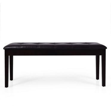 Yardi Yard Upholstered Dining Room PU Bench Solid Wood Button Tufted-Brown, End of Bed Bench for Bedroom, Entryway Bench for Living Room, Hallway
