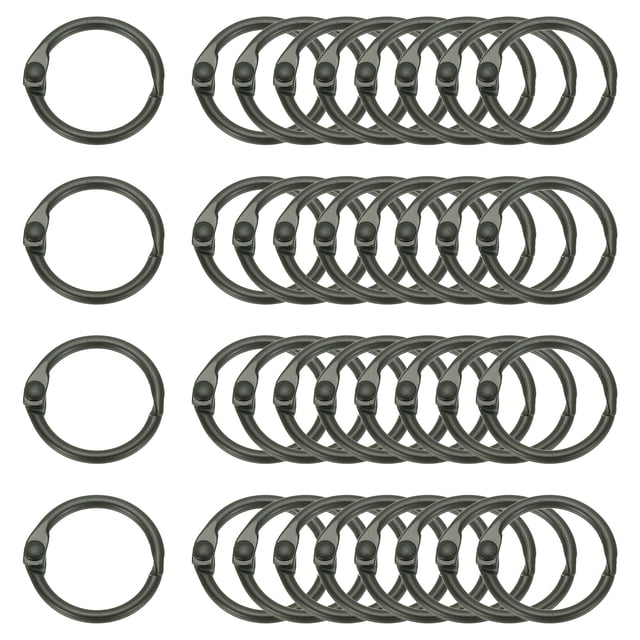 Uxcell 36Pcs Loose Leaf Binder Rings, 0.8 Inch Metal Open Card Rings Heavy Duty Book Rings for Key Index Card Rings Paper Rings Office, Black