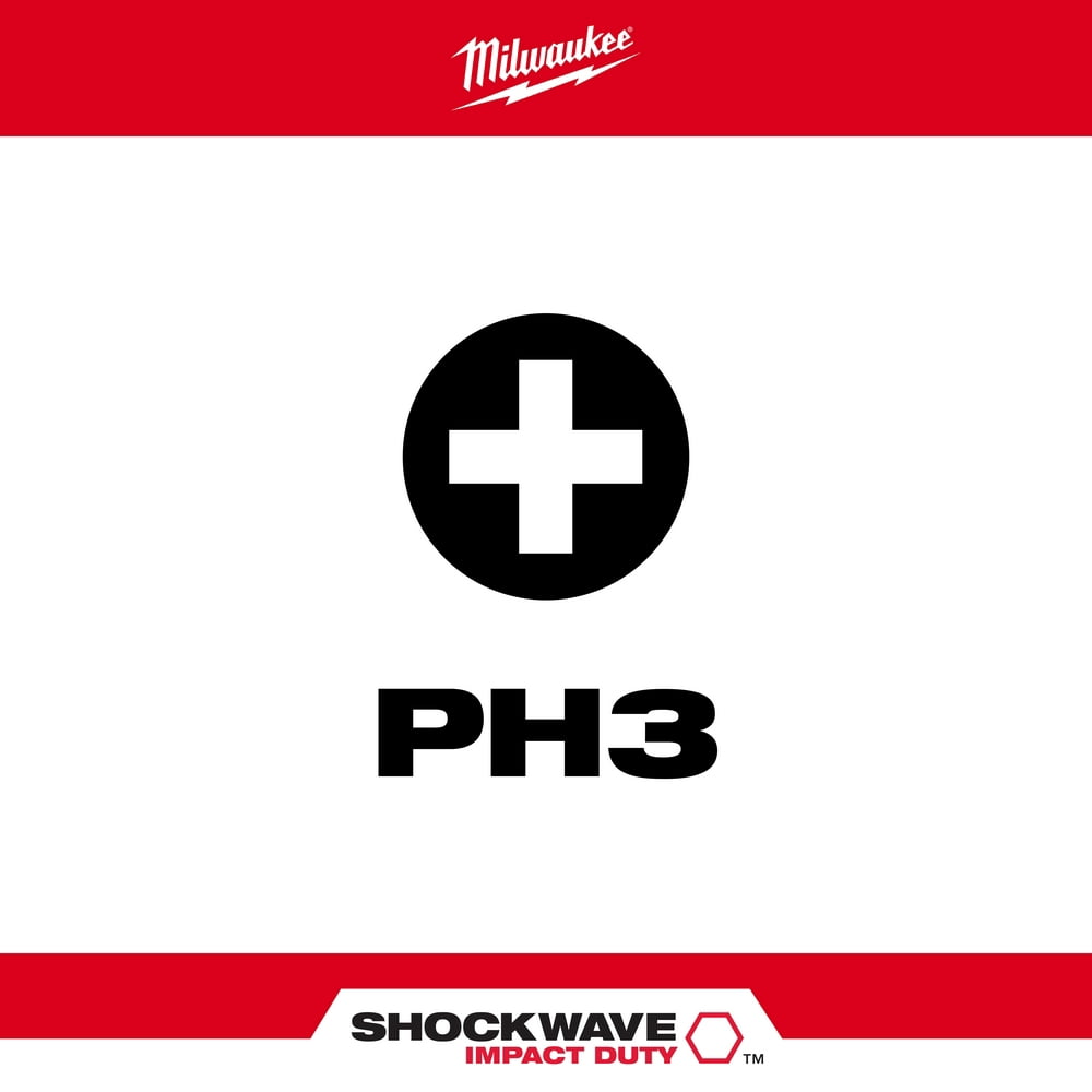 Milwaukee Tool #3 Phillips SHOCKWAVE Impact 3-1/2" Power Bits (5 pk)