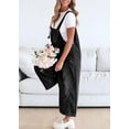 thumbnail image 2 of Babero holgado de mezclilla holgado para mujer, color negro desgastado, de la marca Overall Chouyatou, 2 of 5