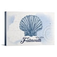 thumbnail image 1 of Falmouth, Cape Cod, Massachusetts, Scallop Shell, Blue, Coastal Icon, (12x18 Wrapped Canvas, Wall Decor, Artwork), 1 of 5