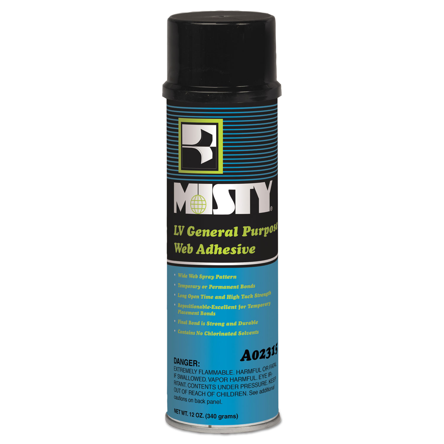 Misty HeavyDuty adhsve Spray Clear 12 oz 12 per carton 1049313