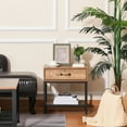 thumbnail image 2 of HOMCOM Bedside Table with Drawer Nightstand with Shelf and Metal Base, Teak, 2 of 10
