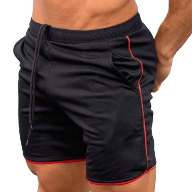 Greeniant Hombres Fitness Culturismo Gimnasios Joggers Pantalones cortos Pantalones de chándal Pantalones para correr Uniforme atlético negro con rojo durazno SG Greeniant FS7572-15