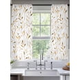 thumbnail image 3 of Yellow Brown Leaf Semi Sheer Curtains 63 Inch Length 2 Panels Set, Modern Botanical Foliage Plant Country Sheer Kitchen Curtain Privacy Voile Window Curtain for Living Room Bedroom Rod Pocket Drapes, 3 of 7