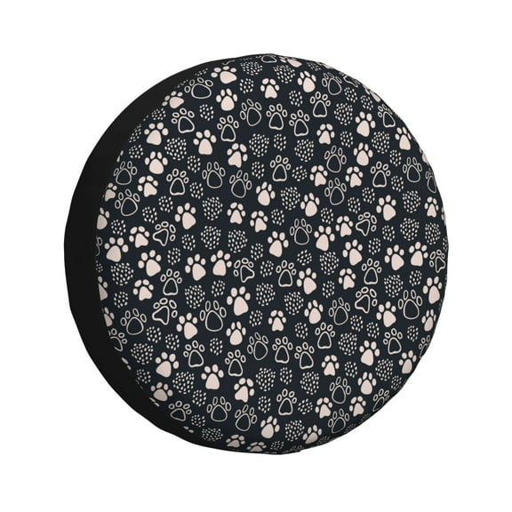 Fuzoiu Dog Paw Print Universal Spare Tire Cover with Buckle Strap, Waterproof Wheel Covers for Jeep, Trailer, RV, Truck and All Car-14 inch