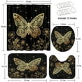 thumbnail image 6 of 4 Pcs Shower Curtain Sets, Gold Blue Butterfly Moth Black Waterproof Bathroom Sets with Non-Slip Rugs, Toilet Lid Cover and Bath Mat, 12 Hooks, Accessories Home Bathroom Decor 72" X 72", 6 of 6