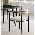 thumbnail image 2 of Modern Stylish Dining Chairs Set of 6 Taupe Fabric Upholstered Seat Backrest Black Frame Luxury Dining Furniture, 2 of 7