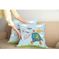 thumbnail image 2 of Ambesonne Cartoon Throw Pillow Cover 2 Pack, Funny Giraffe and Bird, 16", Blue Yellow Green, 2 of 5