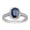 Sapphire, variant on 10k White Solid Gold Oval Created Ruby and Natural Diamond Halo Birthstone Engagement Ring