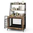 thumbnail image 4 of Demi Bonn 38" Industrial Dog Crate Furniture with Storage Shelves, Wooden Kennel Table with Double Doors, Indoor Dog House for Medium Dogs, Brown, 4 of 10