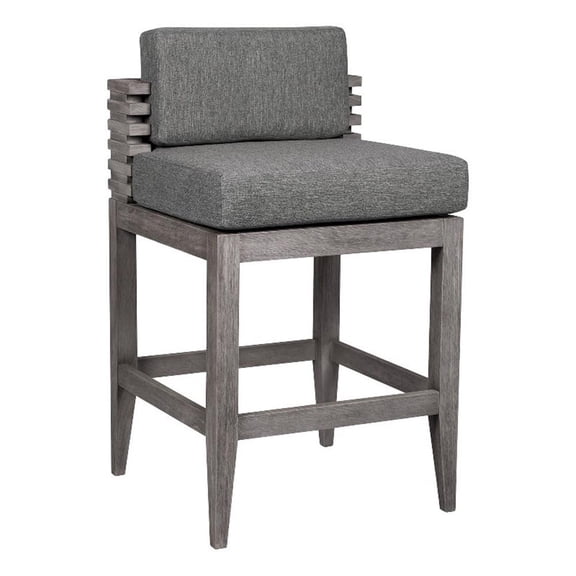 Hida 28 Inch Outdoor Patio Counter Stool Chair- Gray- Olefin Cushions