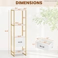 thumbnail image 2 of Yardi Yarda 5-Tier Narrow Bookcase with 4 Open Shelves and Storage Drawer-White, 2 of 7