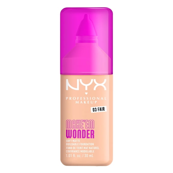 NYX Professional Makeup Make Me Wonder Make 'EM Wonder, 24H Soft Matte Foundation, FAIR, 0.84 fl oz