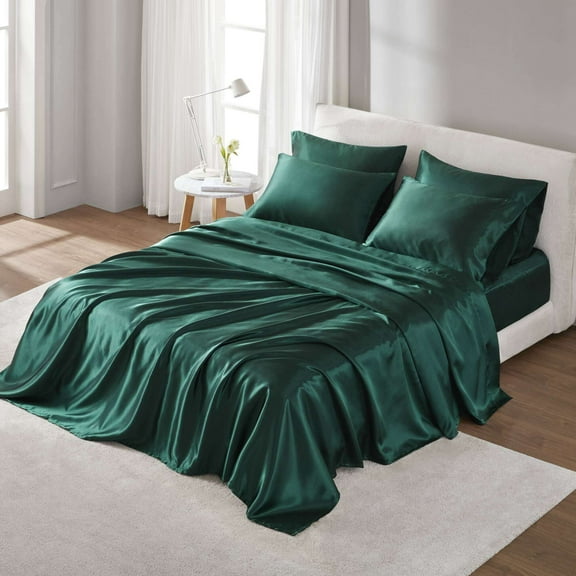 Cotton Bedding Set, Satin Luxury Sheet Set King, Emerald Comforter Set,Polyester Bed In A Bag, Household Supplies & Décor Bedding Bedding Sets Satin Luxury Sheet Set King