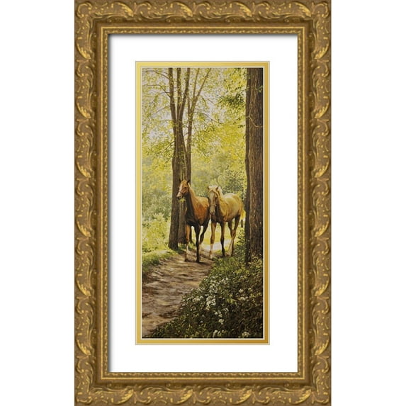 Adamov, Alexey 13x24 Gold Ornate Wood Framed with Double Matting Museum Art Print Titled - A Walk