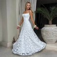 thumbnail image 6 of White Spaghetti Strap Square Neck Floral Lace Ruched Waist Maxi Dress, 6 of 13