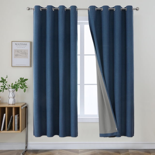 Cortinas opacas Joydeco, color azul vaquero, 183 x 183 cm, 100% opacas