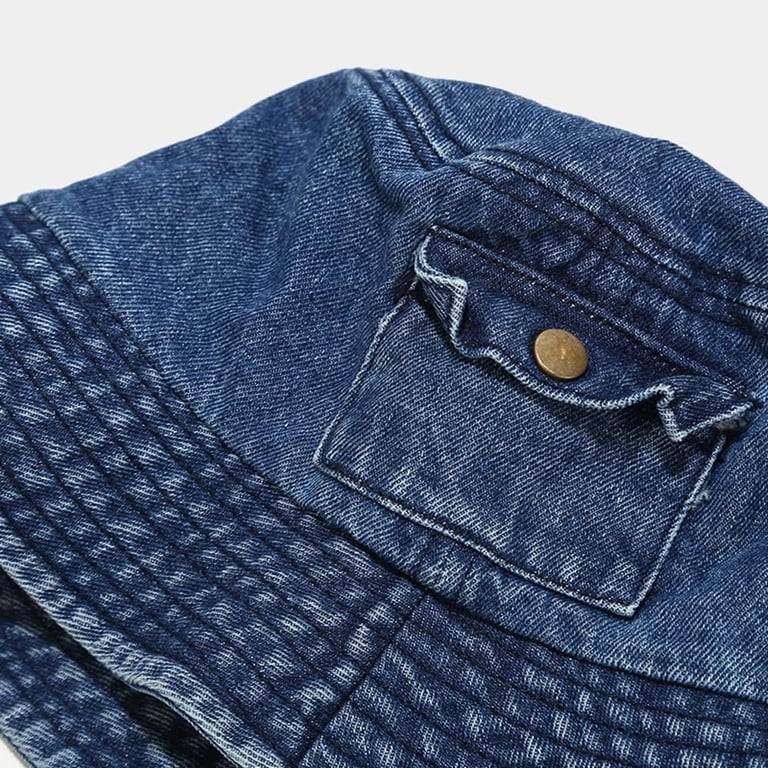 LinYooLi Denim Bucket Hat for Women Men Summer Beach Travel  display picture 3