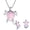 Pink, variant on Women's Green Iridescent Faux Opal Turtle Jewelry Set - Silver-Tone Necklace & Earring Set