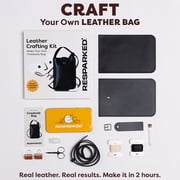 DIY Leather Crossbody Bag Kit for Beginners – Make Your Own Handmade Leather Purse – Pre-Cut Leather Craft Kit with Tools – Black