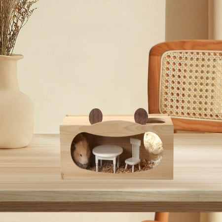 EHJRE Wooden House for Hamsters, Peep Huts, Hideout Supplies, Huts, Huts, Cage Accessories, Small Animals, Pet Tunnels, for Lemmings, for Small Pet Animals S