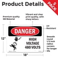 thumbnail image 2 of High Voltage 480 Volts OSHA Danger Vinyl Decal Label 18 Inch x 12 Inch - 5 Pack, 2 of 6