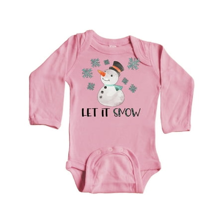 

Inktastic Let It Snow Cute Snowman in Hat and Scarf Gift Baby Boy or Baby Girl Long Sleeve Bodysuit