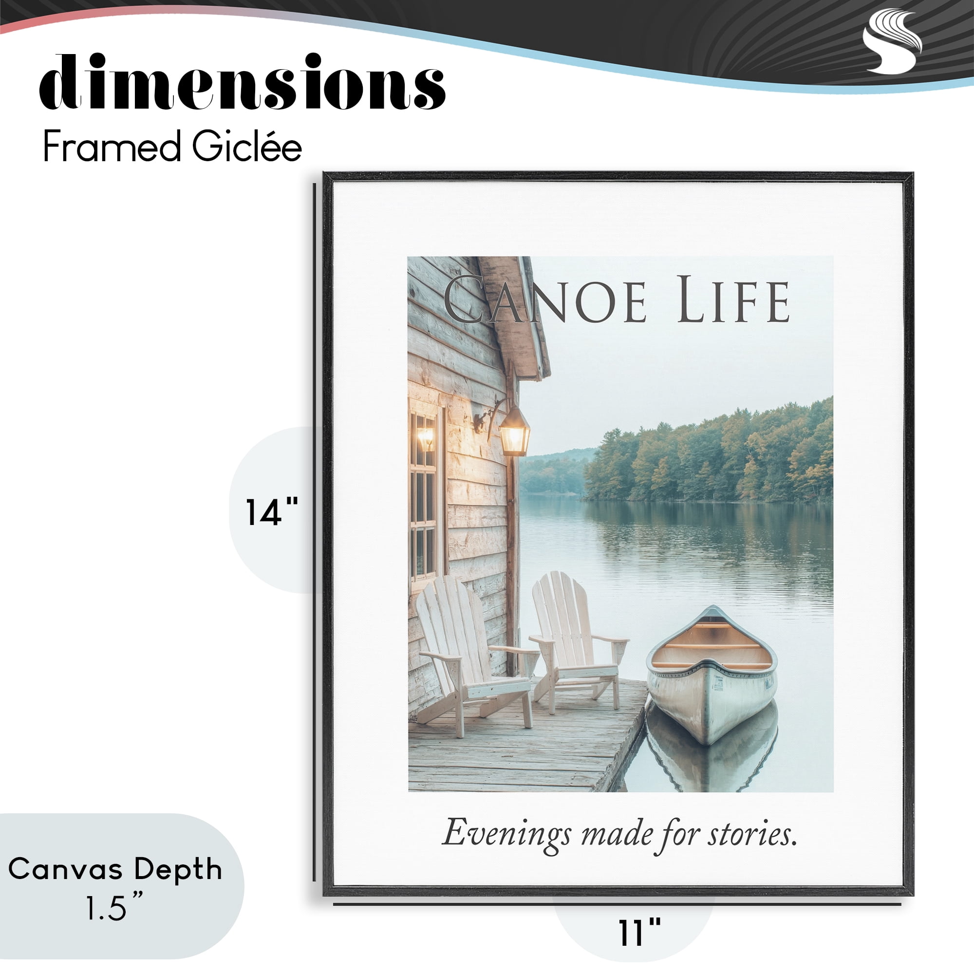 Stupell Industries Canoe Life Quote Black Framed Giclee Art, design by A Barefoot Stylist