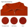 thumbnail image 3 of Zehisen Women's Half Zip Sweaters Casual Long Sleeve V-Neck Collar Ribbed Knitted Slouchy Pullover Tops Red L, 3 of 7