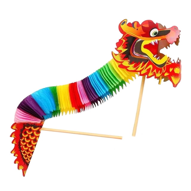 Dragón de Papel de año Nuevo Chino, Juguete Educativo de Decoración de Dragón Del Festival de Primavera, Papel de Danza Del Dragón para El Hogar de La 80cm