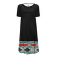 thumbnail image 5 of Jusqu'à 65 % de Réduction! Robes d'Été Mode pour Femmes 2024 Grande Taille Décontractée Col Rond Imprimé Manches Courtes avec Poche, 5 of 5
