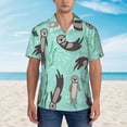 thumbnail image 4 of Sea Otter3 Hawaiian Shirts For Men, Summer Short-Sleeve Relaxed-Fit Button-Down Shirts Large, 4 of 9