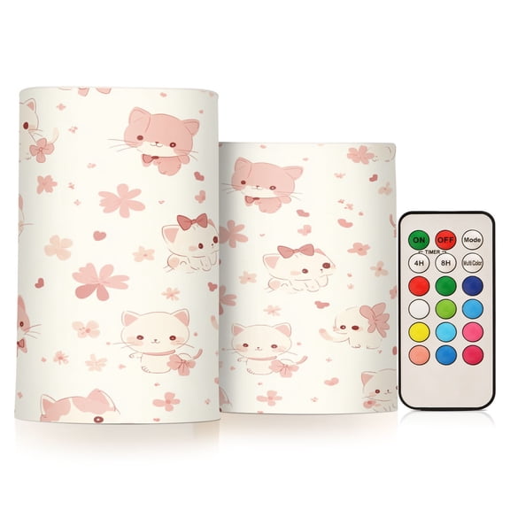 BZSMCE Flameless Candles LED Lights Cute Cat Blossom Pattern Creativity Battery Candles