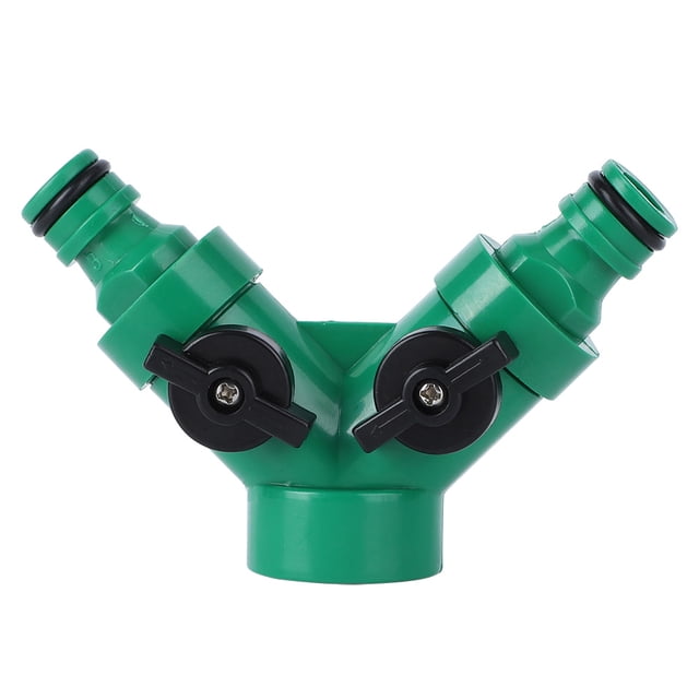 Two Way Pipe Divider Hose Splitter Garden Water Tap Adapter With Valve