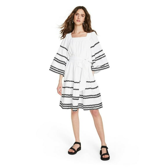 Lisa Marie Fernandez for Target Women's Ric Rac Flare Sleeve Dress - White/Black - (X-Large)