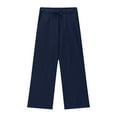 thumbnail image 6 of Hessimy Girls Pants Fashion Solid Color High Waist Loose Casual Wide Leg Pants With Drawstring Summer Trousers For Girls 4-14 Years Teenage Girls' Clothing Cargo Pants (Navy,6-7 Years), 6 of 8