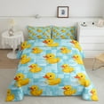 thumbnail image 2 of jejeloiu Cute Rubber Ducks Queen Comforter Set,Abstract Geometric Check Bedding Sets,Cartoon Animal Bedding Comforter Set For Kids,Luxury Bedroom Decor Reversible,3-Piece, 2 of 8