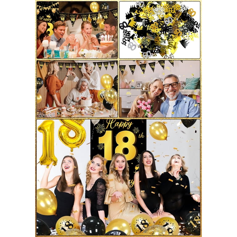 Schwarz-Gold Geburtstagsbanner 180x120 Cm – Edle Partydekoration Mit Kupferösen